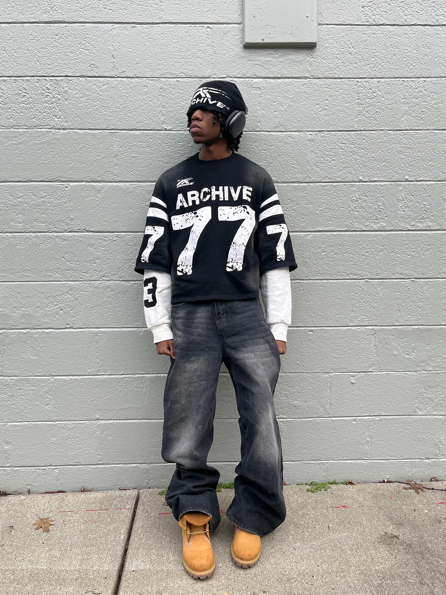 ARCHIVE #77 BLACK DOUBLE SLEEVED SHIRT - Image 3