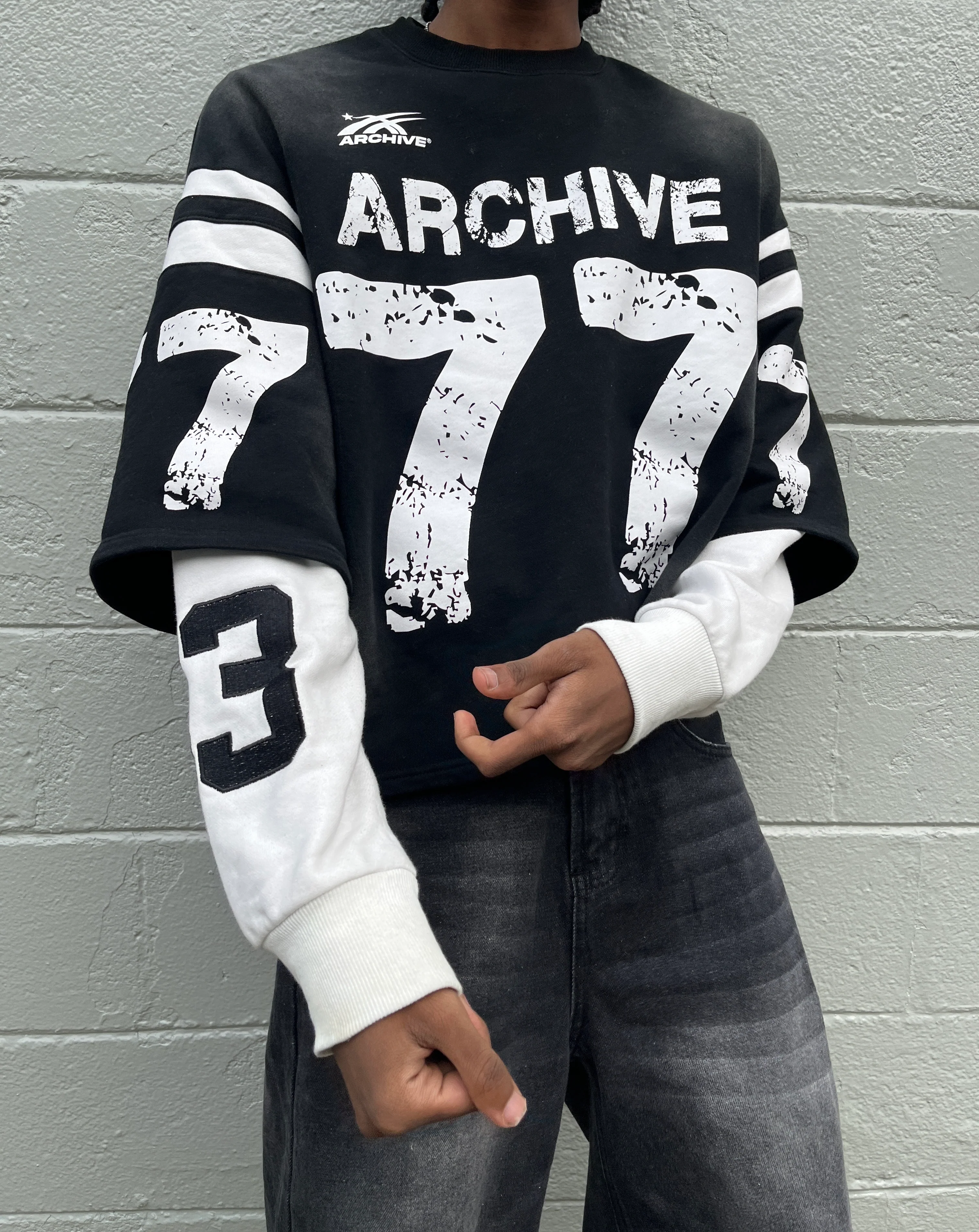ARCHIVE #77 BLACK DOUBLE SLEEVED SHIRT - Image 5