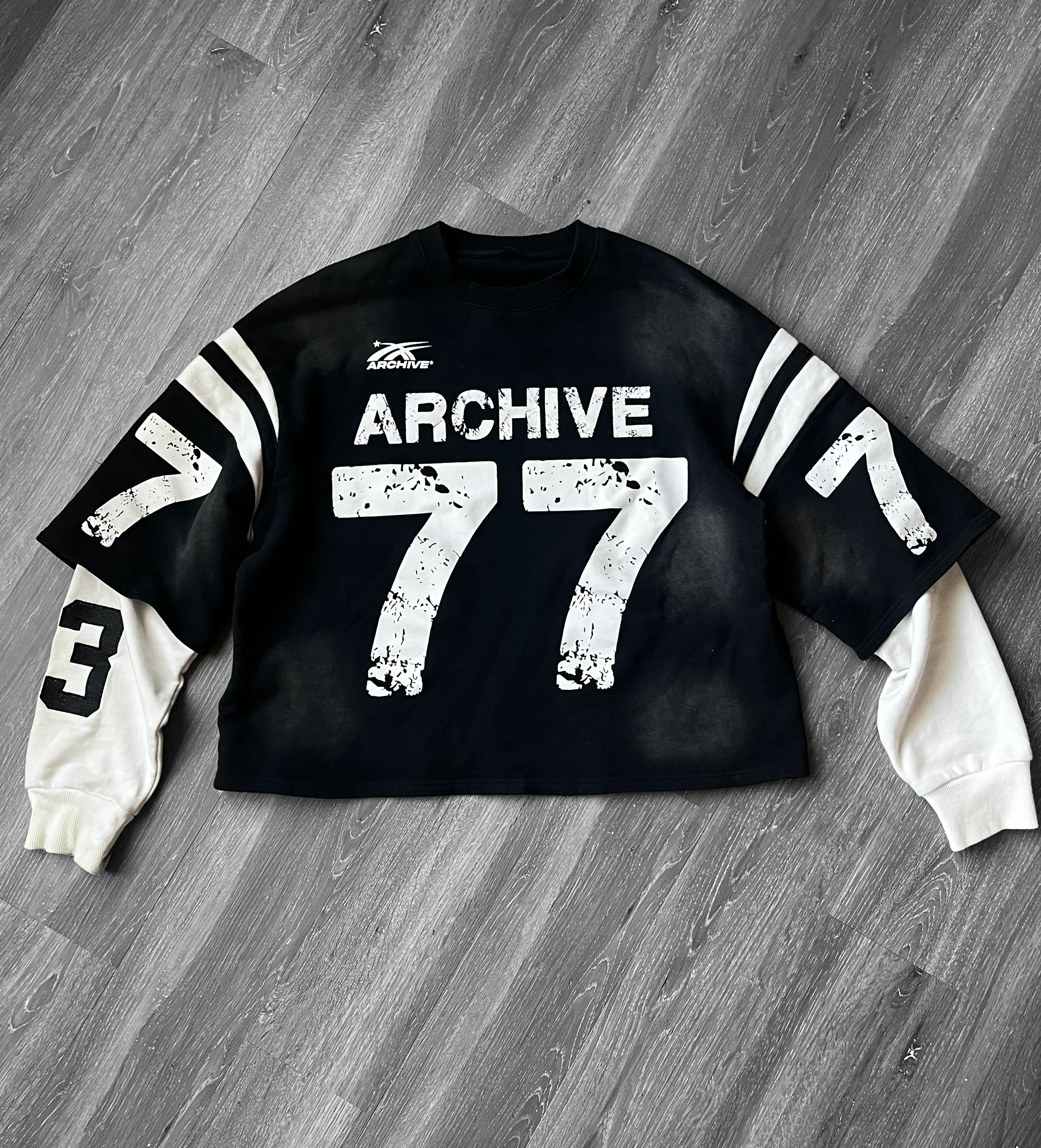 ARCHIVE #77 BLACK DOUBLE SLEEVED SHIRT - Image 7
