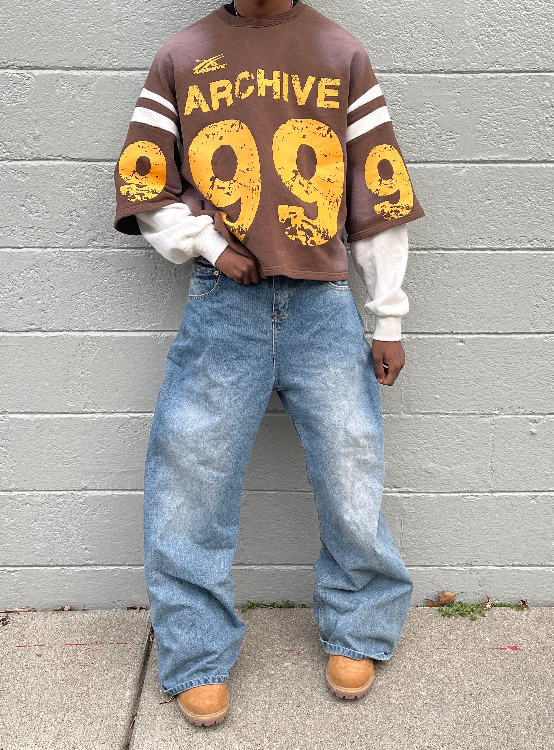 ARCHIVE #99 BROWN DOUBLE SLEEVED SHIRT - Image 3